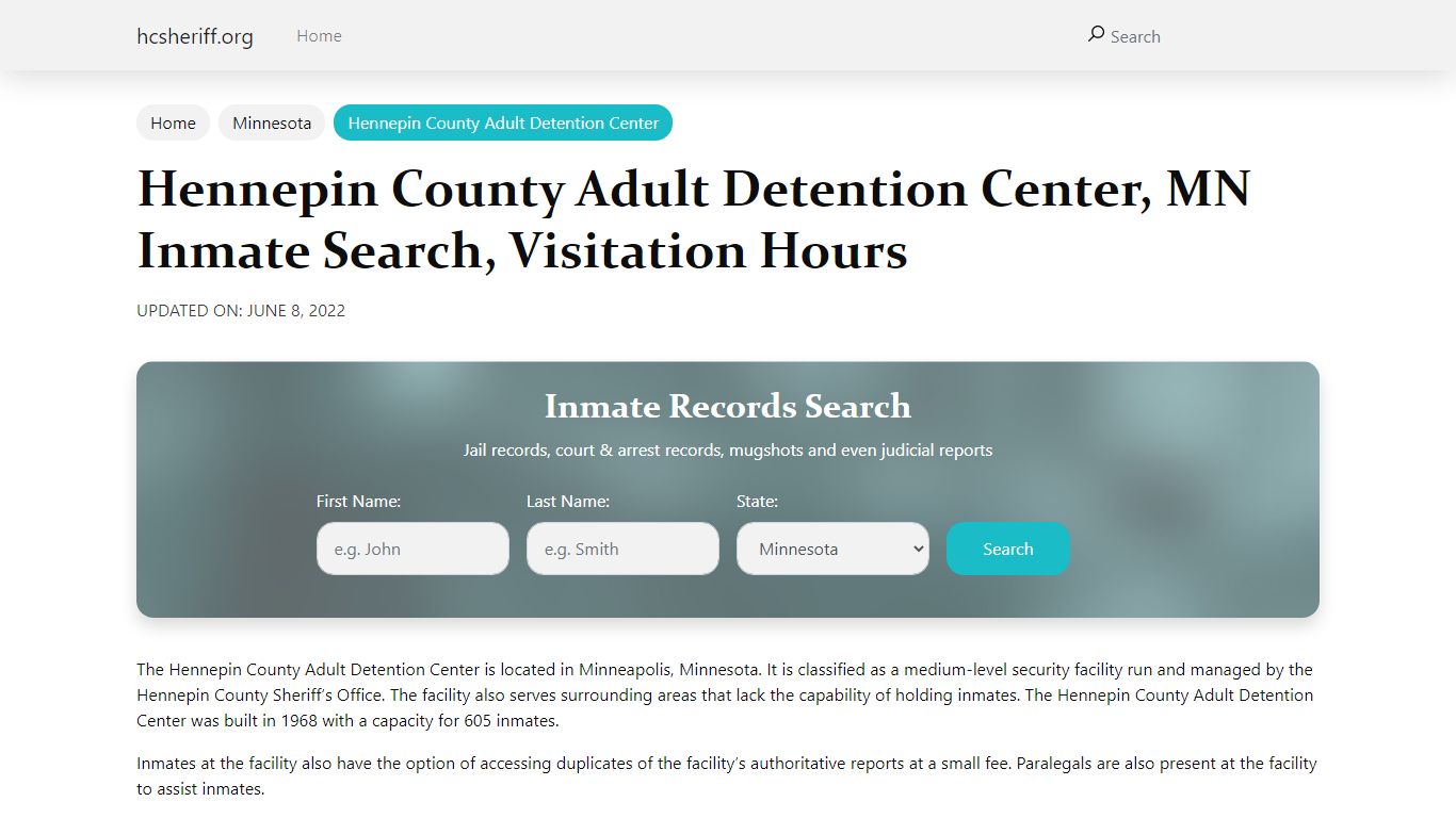 Hennepin County Adult Detention Center - Hendricks County Sheriff’s ...